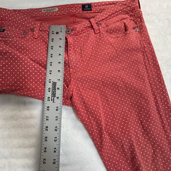 AG Adriano Goldschmied Womens The Stevie Ankle Slim Straight Leg Pants 32R Red - Picture 9 of 11